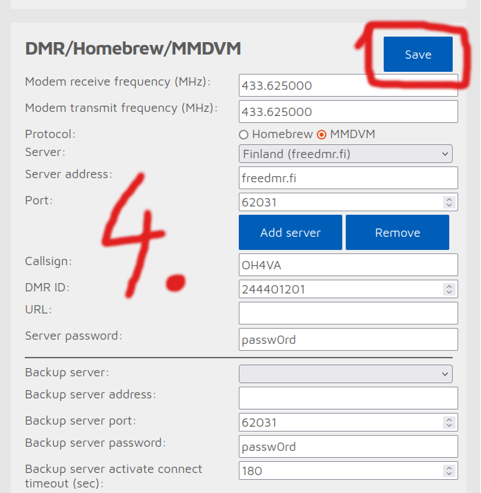 MMDVM settings